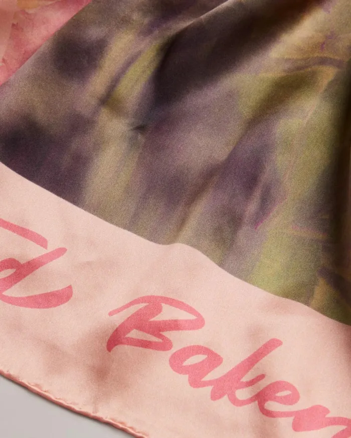 Blurred Floral Long Silk Scarf Light Pink Women Ted Baker Scarves