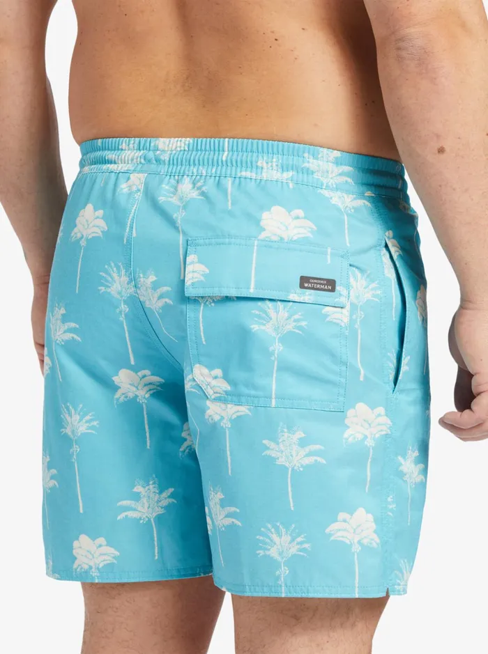 Boardshorts Men Quiksilver Waterman Cliffside 17034 Elastic Waist Shorts Scuba Blue Amazed Palm Boardshorts Men Quiksilver Waterman Cliffside 17034 Elastic Waist Shorts Scuba Blue Amazed Palm
