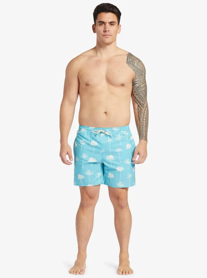 Boardshorts Men Quiksilver Waterman Cliffside 17034 Elastic Waist Shorts Scuba Blue Amazed Palm Boardshorts Men Quiksilver Waterman Cliffside 17034 Elastic Waist Shorts Scuba Blue Amazed Palm