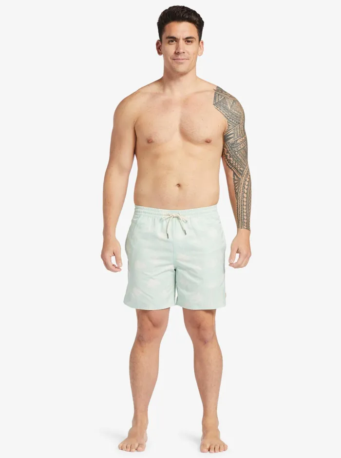 Boardshorts Men Quiksilver Waterman Cliffside 17034 Elastic Waist Shorts Subtle Green Amazed Palm Boardshorts Men Quiksilver Waterman Cliffside 17034 Elastic Waist Shorts Subtle Green Amazed Palm