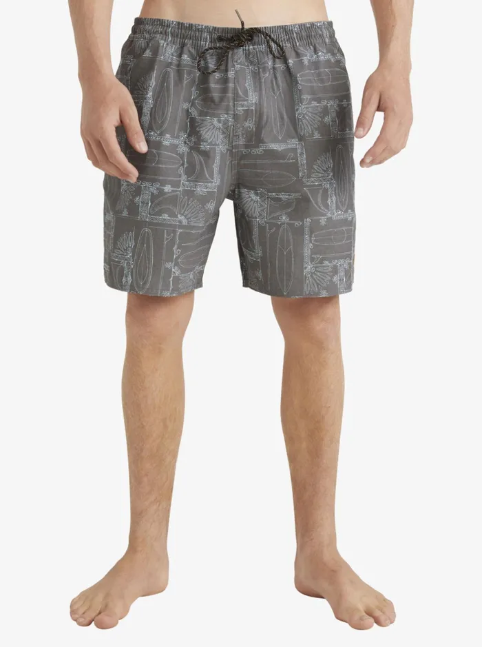 Boardshorts Men Quiksilver Waterman Longboard Volley 17034 Elastic Waist Shorts Black Longboard Boardshorts Men Quiksilver Waterman Longboard Volley 17034 Elastic Waist Shorts Black Longboard