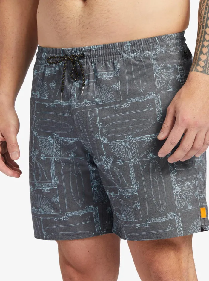 Boardshorts Men Quiksilver Waterman Longboard Volley 17034 Elastic Waist Shorts Black Longboard Boardshorts Men Quiksilver Waterman Longboard Volley 17034 Elastic Waist Shorts Black Longboard