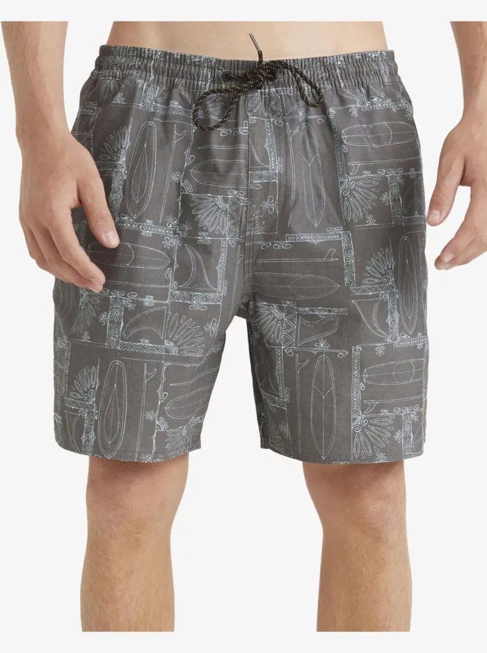 Boardshorts Men Quiksilver Waterman Longboard Volley 17034 Elastic Waist Shorts Black Longboard Boardshorts Men Quiksilver Waterman Longboard Volley 17034 Elastic Waist Shorts Black Longboard