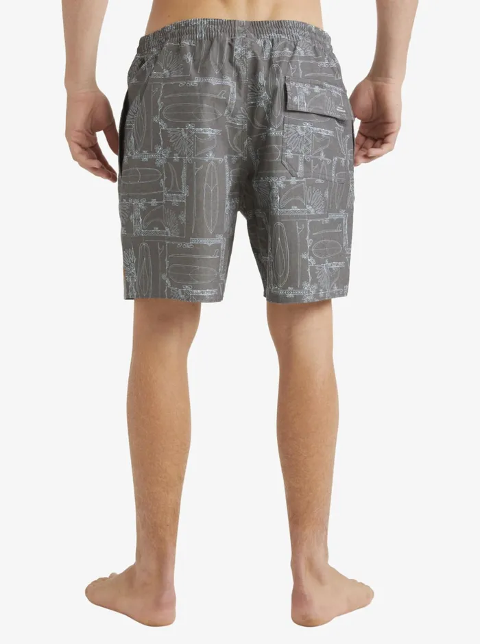 Boardshorts Men Quiksilver Waterman Longboard Volley 17034 Elastic Waist Shorts Black Longboard Boardshorts Men Quiksilver Waterman Longboard Volley 17034 Elastic Waist Shorts Black Longboard