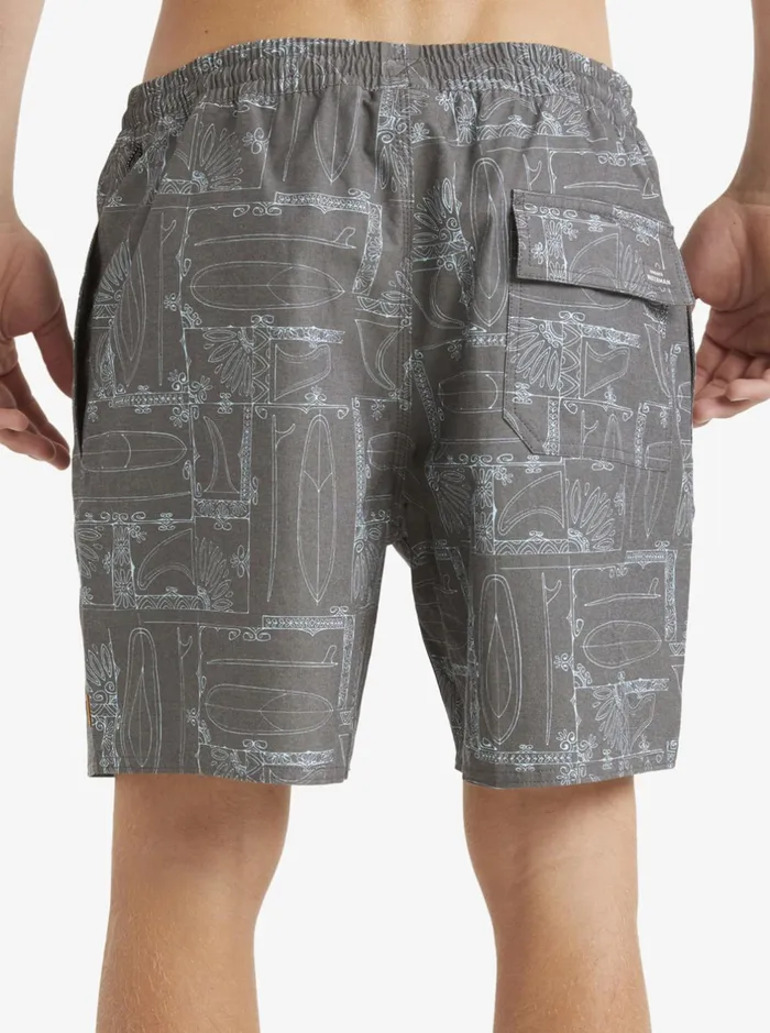 Boardshorts Men Quiksilver Waterman Longboard Volley 17034 Elastic Waist Shorts Black Longboard Boardshorts Men Quiksilver Waterman Longboard Volley 17034 Elastic Waist Shorts Black Longboard
