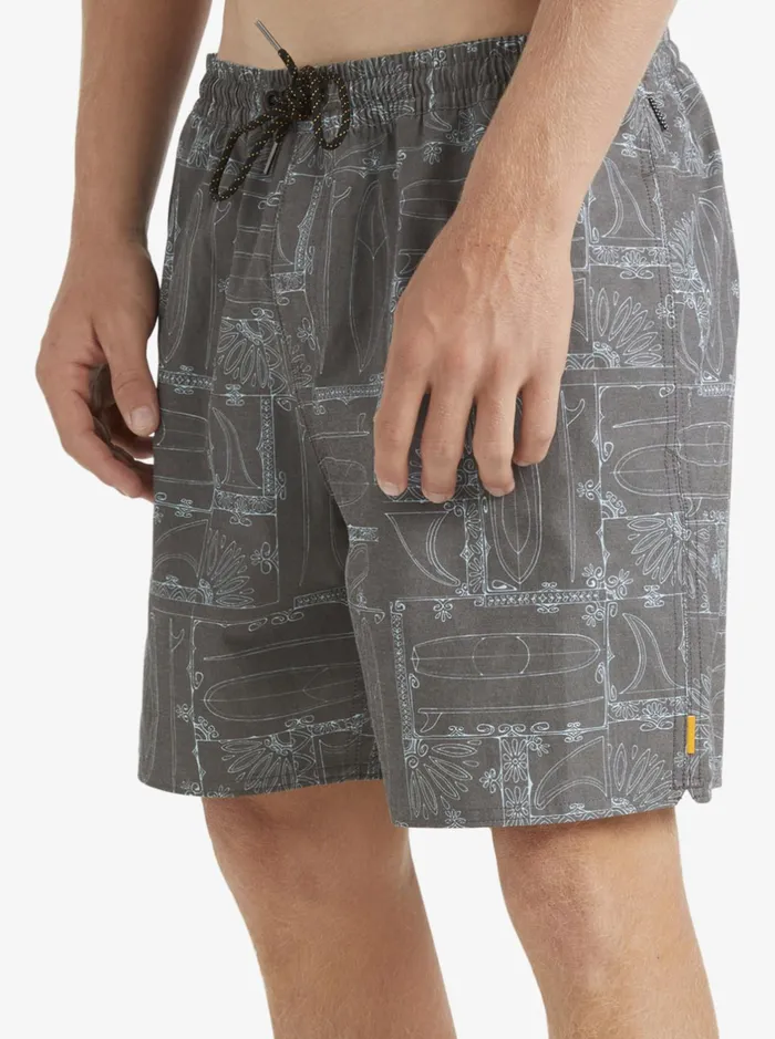 Boardshorts Men Quiksilver Waterman Longboard Volley 17034 Elastic Waist Shorts Black Longboard Boardshorts Men Quiksilver Waterman Longboard Volley 17034 Elastic Waist Shorts Black Longboard