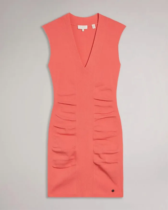 Bodycon VNeck Dress Coral Women Ted Baker Dresses