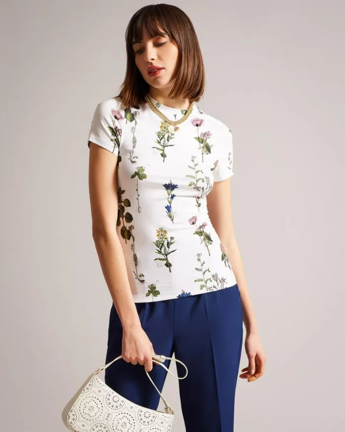 Botanical Bouquet Print TShirt White Women Ted Baker Clothing