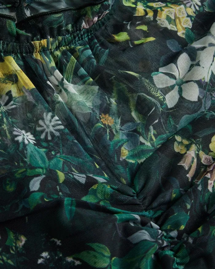 Botanical Print Mesh Midi Dress Dark Green Women Ted Baker Clothing Botanical Print Mesh Midi Dress Dark Green Women Ted Baker Clothing