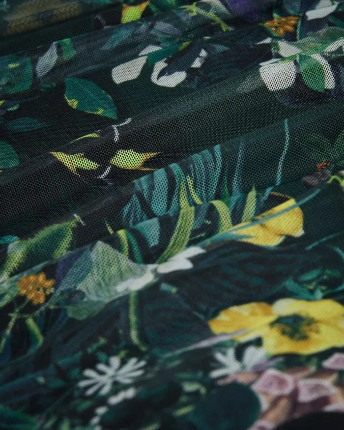 Botanical Print Mesh Midi Dress Dark Green Women Ted Baker Clothing Botanical Print Mesh Midi Dress Dark Green Women Ted Baker Clothing