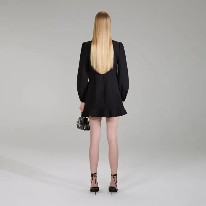 Bottoms Woman SelfPortrait Black Crepe Mini Skort Bottoms Woman SelfPortrait Black Crepe Mini Skort