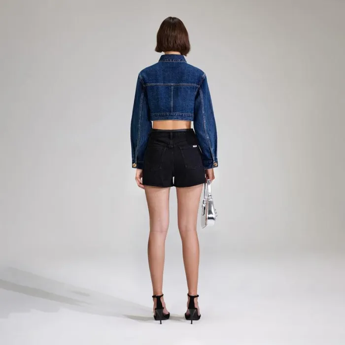 Bottoms Woman SelfPortrait Black Denim Cropped High Rise Trouser Bottoms Woman SelfPortrait Black Denim Cropped High Rise Trouser