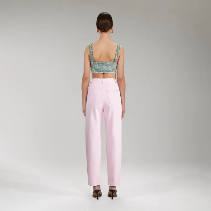 Bottoms Woman SelfPortrait Black Denim Cropped High Rise Trouser Bottoms Woman SelfPortrait Black Denim Cropped High Rise Trouser