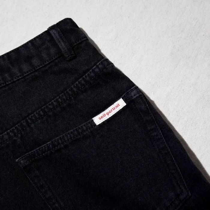Bottoms Woman SelfPortrait Black Denim Cropped High Rise Trouser Bottoms Woman SelfPortrait Black Denim Cropped High Rise Trouser