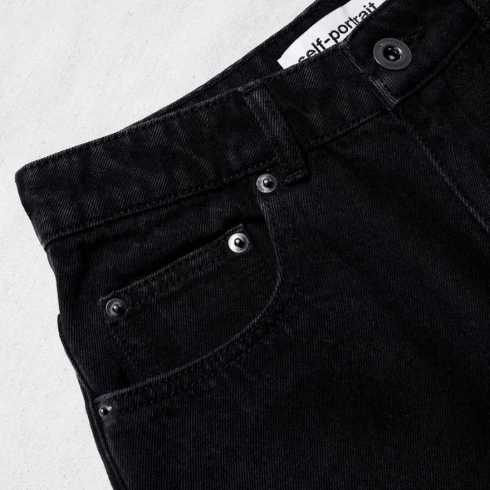 Bottoms Woman SelfPortrait Black Denim High Rise Short Bottoms Woman SelfPortrait Black Denim High Rise Short