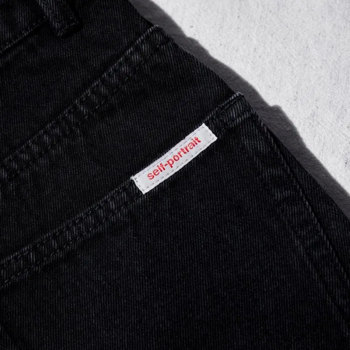 Bottoms Woman SelfPortrait Black Denim High Rise Short Bottoms Woman SelfPortrait Black Denim High Rise Short