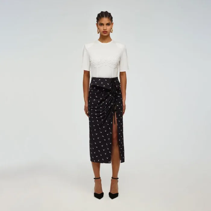Bottoms Woman SelfPortrait Black Wool Midi Skirt Bottoms Woman SelfPortrait Black Wool Midi Skirt