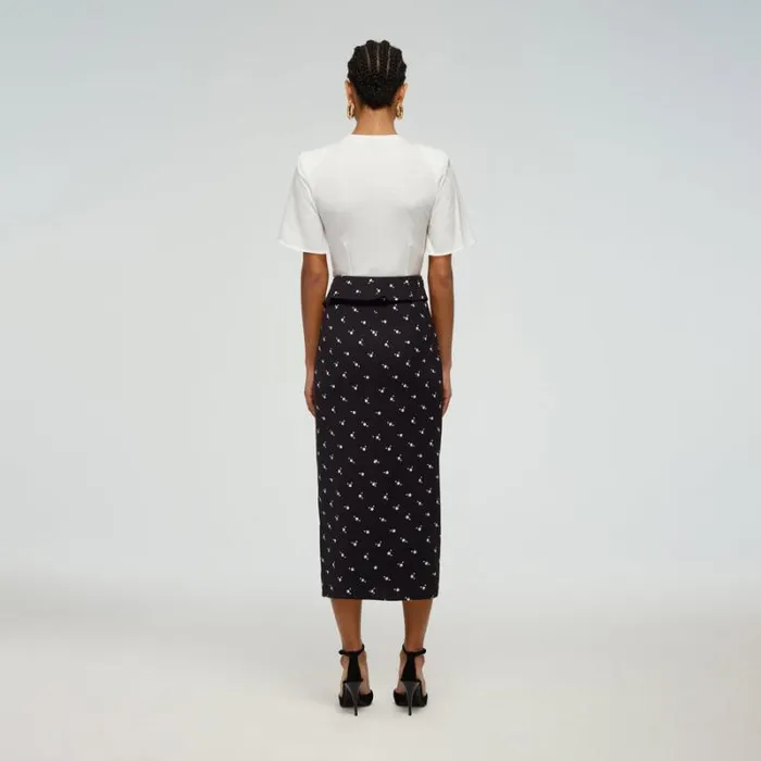 Bottoms Woman SelfPortrait Black Wool Midi Skirt Bottoms Woman SelfPortrait Black Wool Midi Skirt