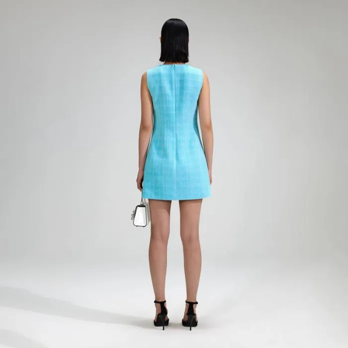 Bottoms Woman SelfPortrait Blue Boucle Skort Bottoms Woman SelfPortrait Blue Boucle Skort