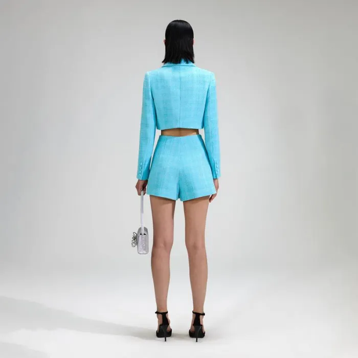 Bottoms Woman SelfPortrait Blue Boucle Skort Bottoms Woman SelfPortrait Blue Boucle Skort