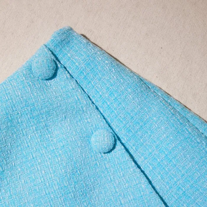 Bottoms Woman SelfPortrait Blue Boucle Skort Bottoms Woman SelfPortrait Blue Boucle Skort