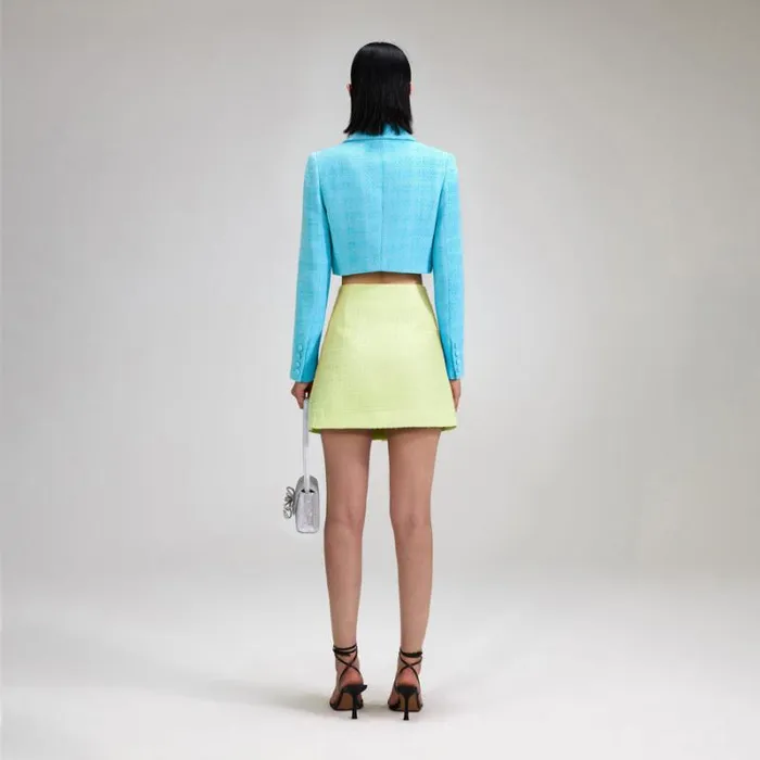 Bottoms Woman SelfPortrait Blue Boucle Skort Bottoms Woman SelfPortrait Blue Boucle Skort