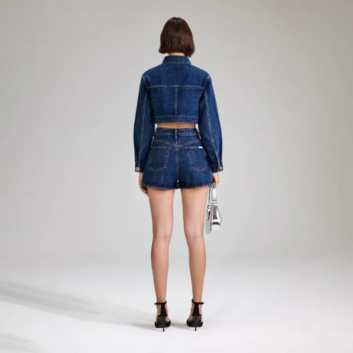 Bottoms Woman SelfPortrait Blue Daisy Guipure Skort Bottoms Woman SelfPortrait Blue Daisy Guipure Skort