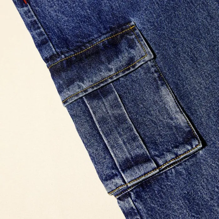 Bottoms Woman SelfPortrait Blue Denim Cargo Jeans Bottoms Woman SelfPortrait Blue Denim Cargo Jeans