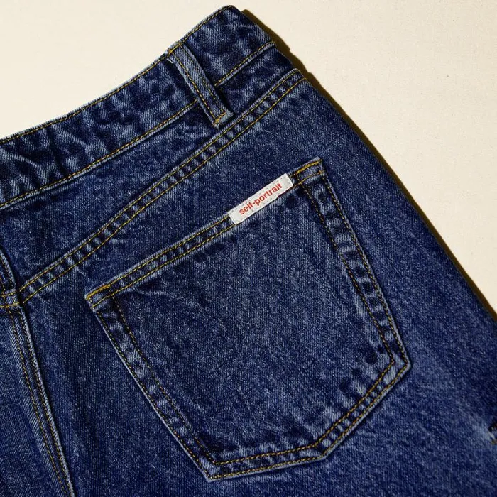 Bottoms Woman SelfPortrait Blue Denim Cargo Jeans Bottoms Woman SelfPortrait Blue Denim Cargo Jeans