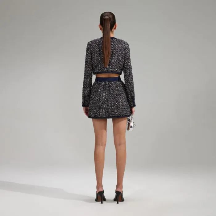 Bottoms Woman SelfPortrait Boucle Mini Skirt With Braid Detail Bottoms Woman SelfPortrait Boucle Mini Skirt With Braid Detail