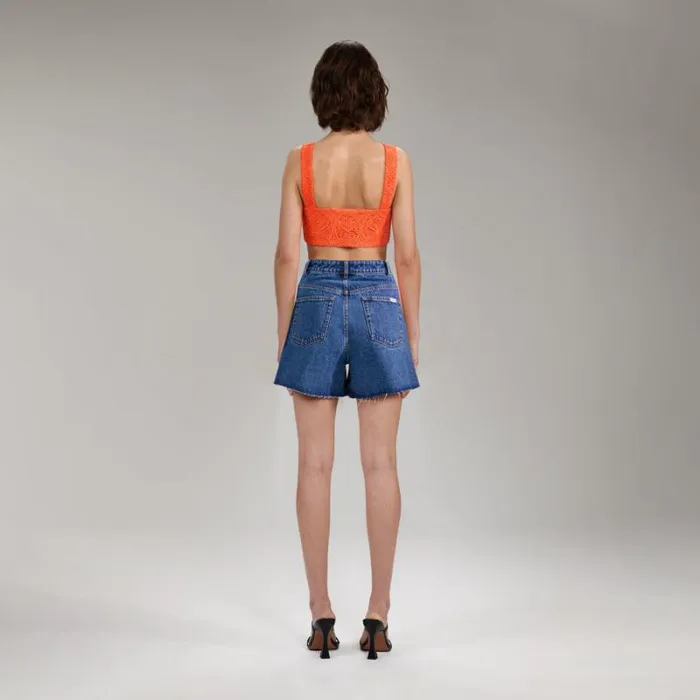 Bottoms Woman SelfPortrait Denim High Rise Short Bottoms Woman SelfPortrait Denim High Rise Short