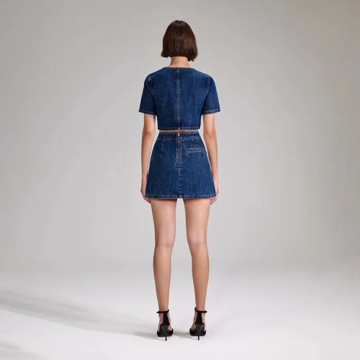 Bottoms Woman SelfPortrait Denim High Rise Short Bottoms Woman SelfPortrait Denim High Rise Short