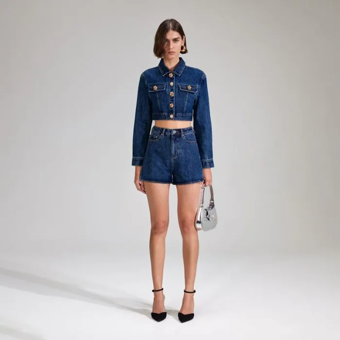 Bottoms Woman SelfPortrait Denim High Rise Short Bottoms Woman SelfPortrait Denim High Rise Short