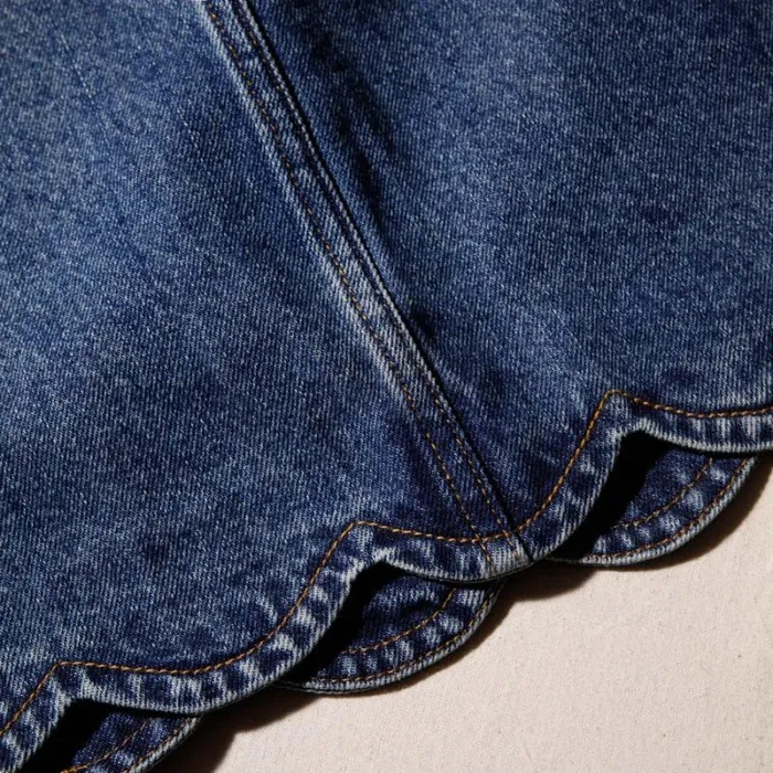 Bottoms Woman SelfPortrait Denim Mini Skirt With Scalloped Hem Bottoms Woman SelfPortrait Denim Mini Skirt With Scalloped Hem