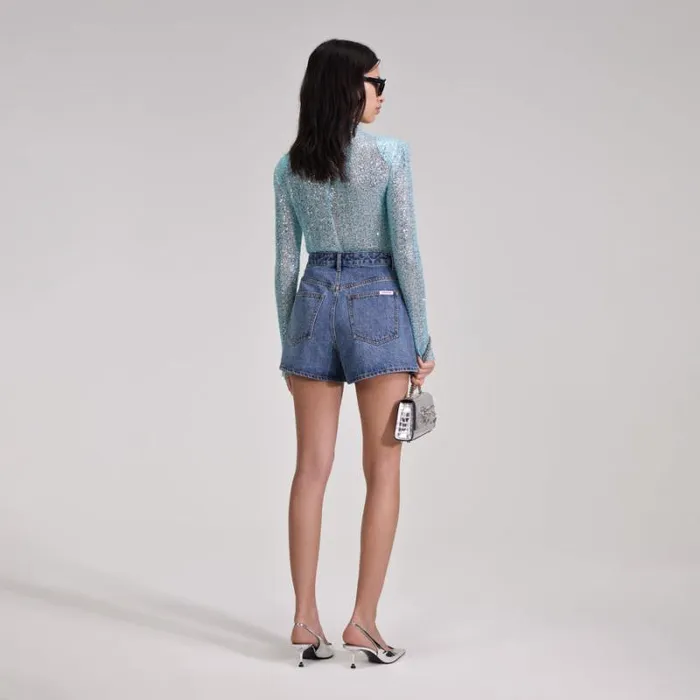 Bottoms Woman SelfPortrait Denim Shorts Bottoms Woman SelfPortrait Denim Shorts