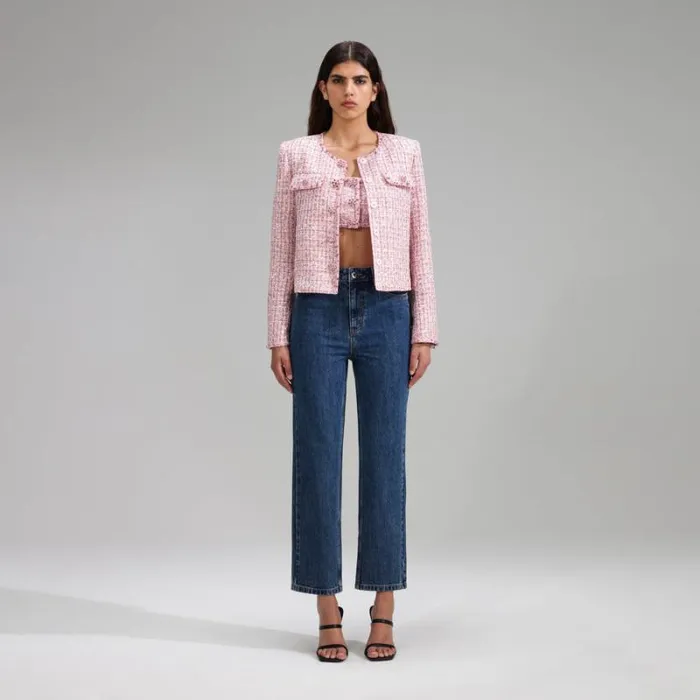 Bottoms Woman SelfPortrait Denim Straight Leg Jeans