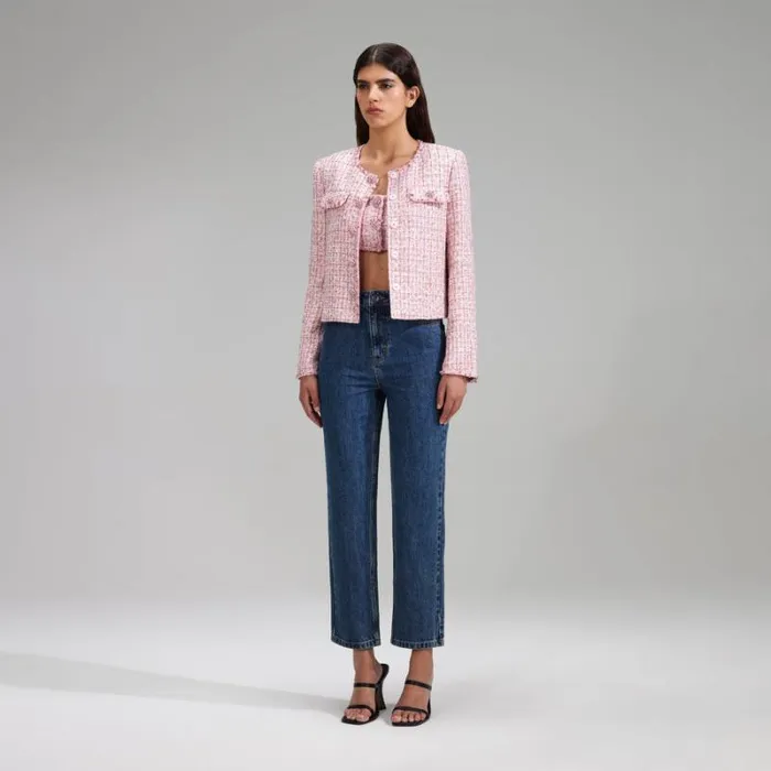Bottoms Woman SelfPortrait Denim Straight Leg Jeans Bottoms Woman SelfPortrait Denim Straight Leg Jeans