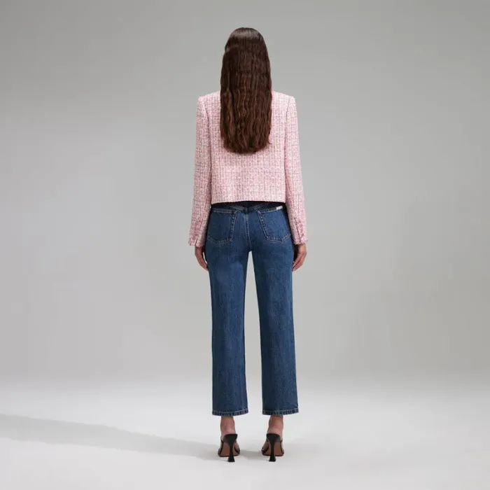 Bottoms Woman SelfPortrait Denim Straight Leg Jeans Bottoms Woman SelfPortrait Denim Straight Leg Jeans