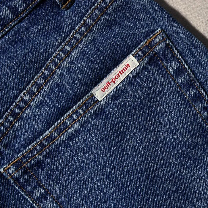 Bottoms Woman SelfPortrait Denim Straight Leg Jeans Bottoms Woman SelfPortrait Denim Straight Leg Jeans