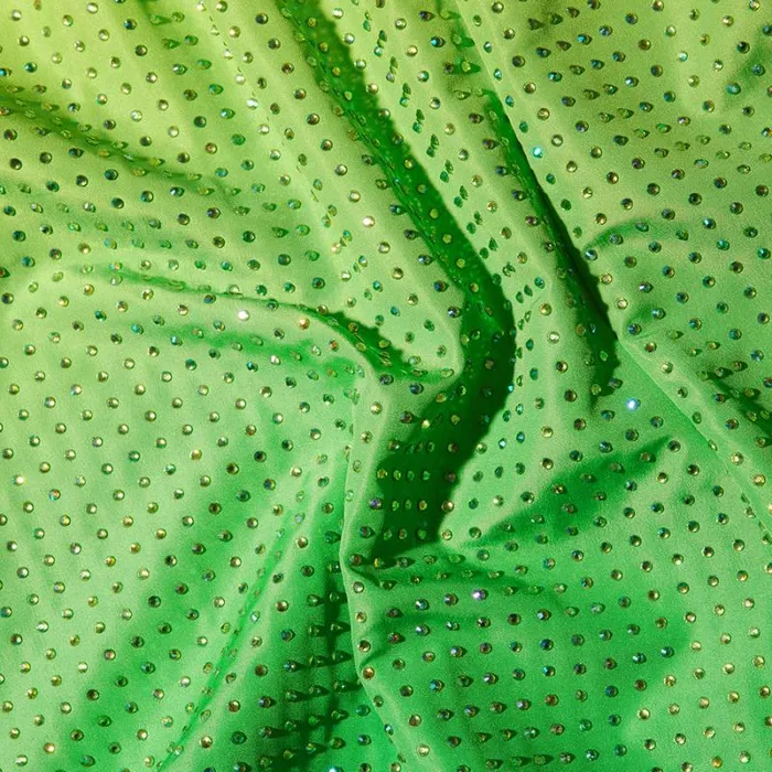 Bottoms Woman SelfPortrait Green Rhinestone Taffeta Short Bottoms Woman SelfPortrait Green Rhinestone Taffeta Short