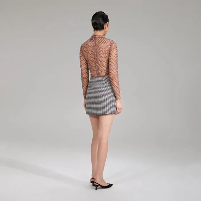 Bottoms Woman SelfPortrait Houndstooth Mini Skirt Bottoms Woman SelfPortrait Houndstooth Mini Skirt