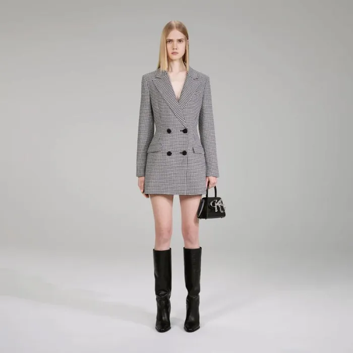 Bottoms Woman SelfPortrait Houndstooth Mini Skirt Bottoms Woman SelfPortrait Houndstooth Mini Skirt
