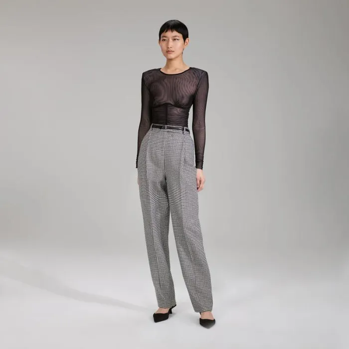 Bottoms Woman SelfPortrait Houndstooth Trousers Bottoms Woman SelfPortrait Houndstooth Trousers