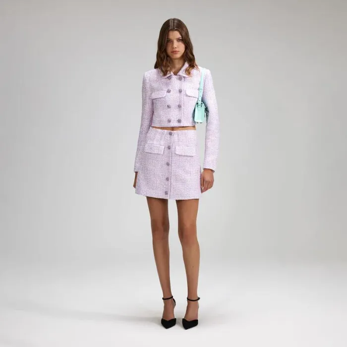 Bottoms Woman SelfPortrait Lilac Boucle Mini Skirt