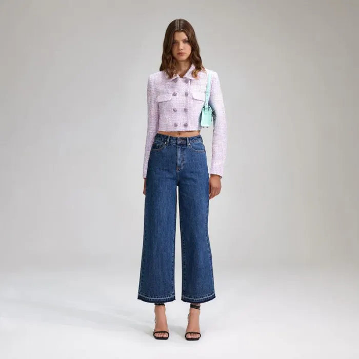 Bottoms Woman SelfPortrait Lilac Boucle Mini Skirt Bottoms Woman SelfPortrait Lilac Boucle Mini Skirt