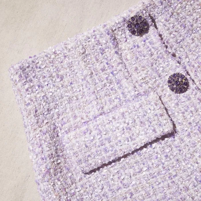 Bottoms Woman SelfPortrait Lilac Boucle Mini Skirt Bottoms Woman SelfPortrait Lilac Boucle Mini Skirt