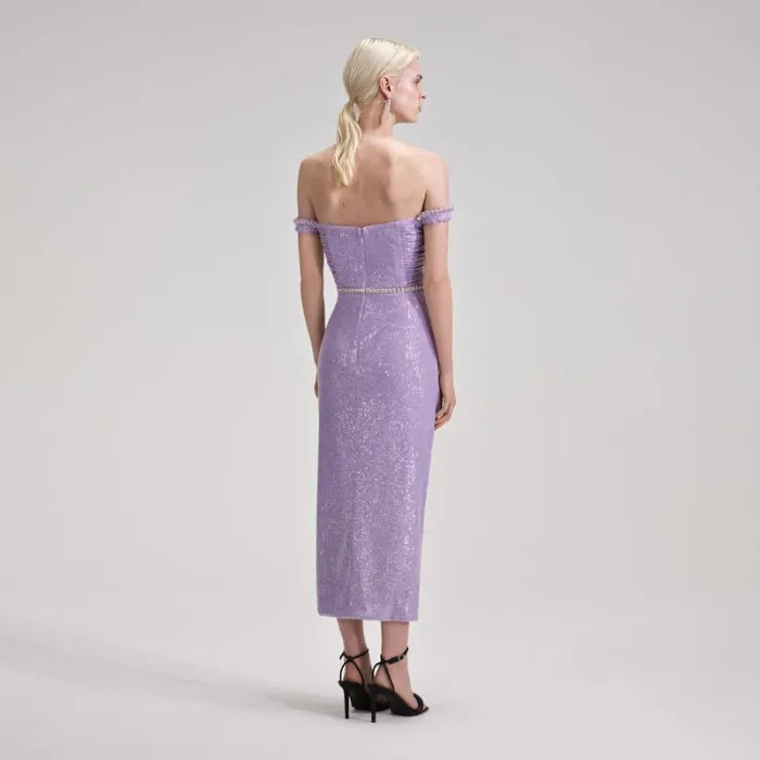 Bottoms Woman SelfPortrait Lilac Sequin Pleated Knit Skirt Bottoms Woman SelfPortrait Lilac Sequin Pleated Knit Skirt