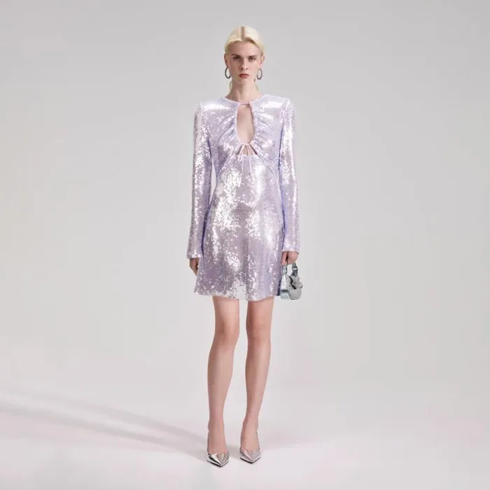 Bottoms Woman SelfPortrait Lilac Sequin Pleated Knit Skirt Bottoms Woman SelfPortrait Lilac Sequin Pleated Knit Skirt