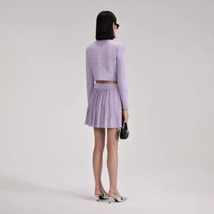 Bottoms Woman SelfPortrait Lilac Sequin Pleated Knit Skirt Bottoms Woman SelfPortrait Lilac Sequin Pleated Knit Skirt
