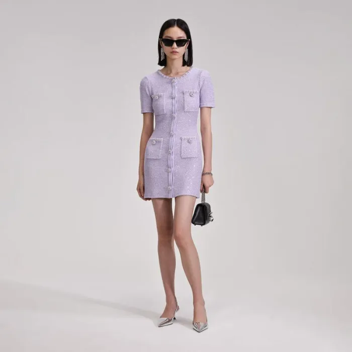 Bottoms Woman SelfPortrait Lilac Sequin Pleated Knit Skirt Bottoms Woman SelfPortrait Lilac Sequin Pleated Knit Skirt